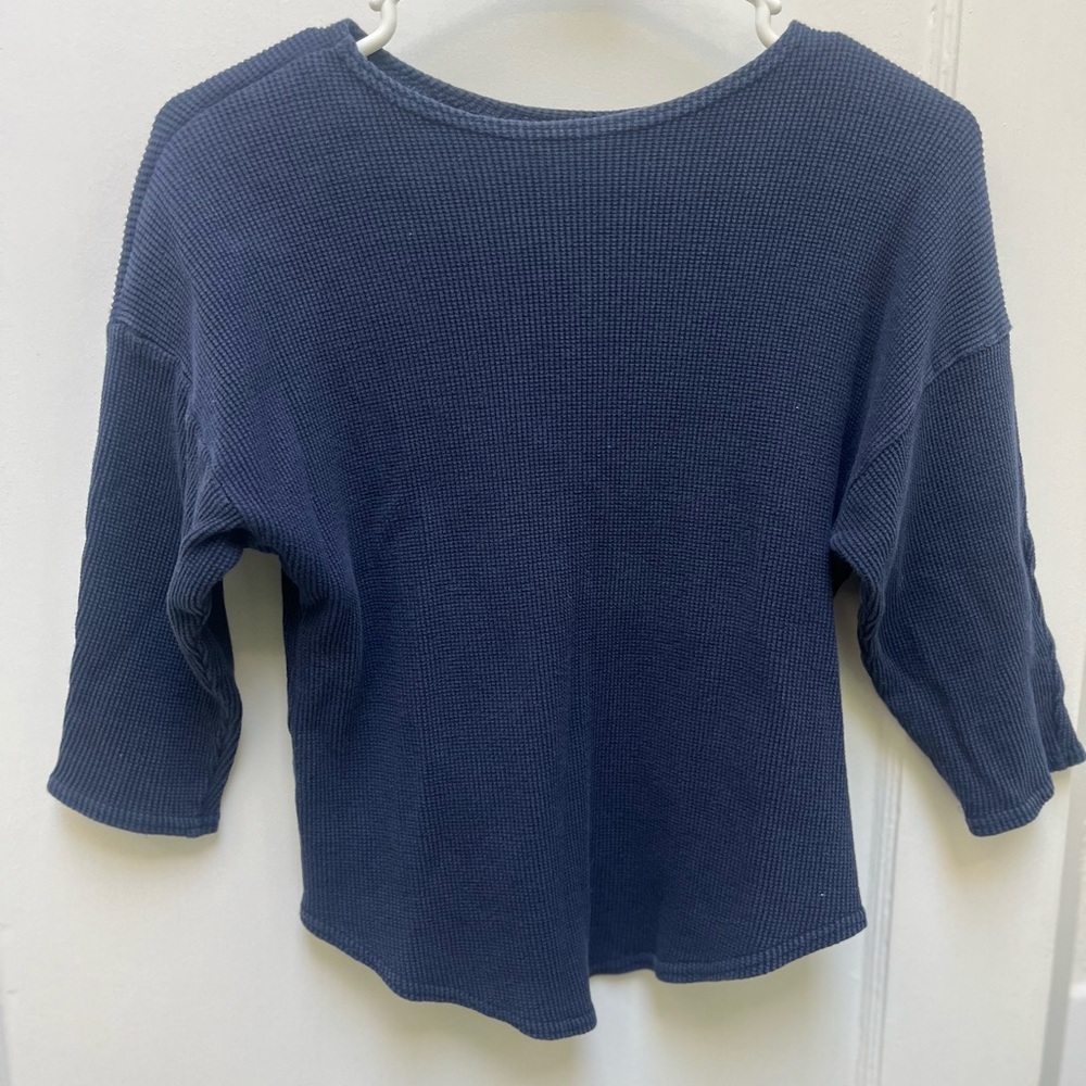 Blue Waffle Knit Top